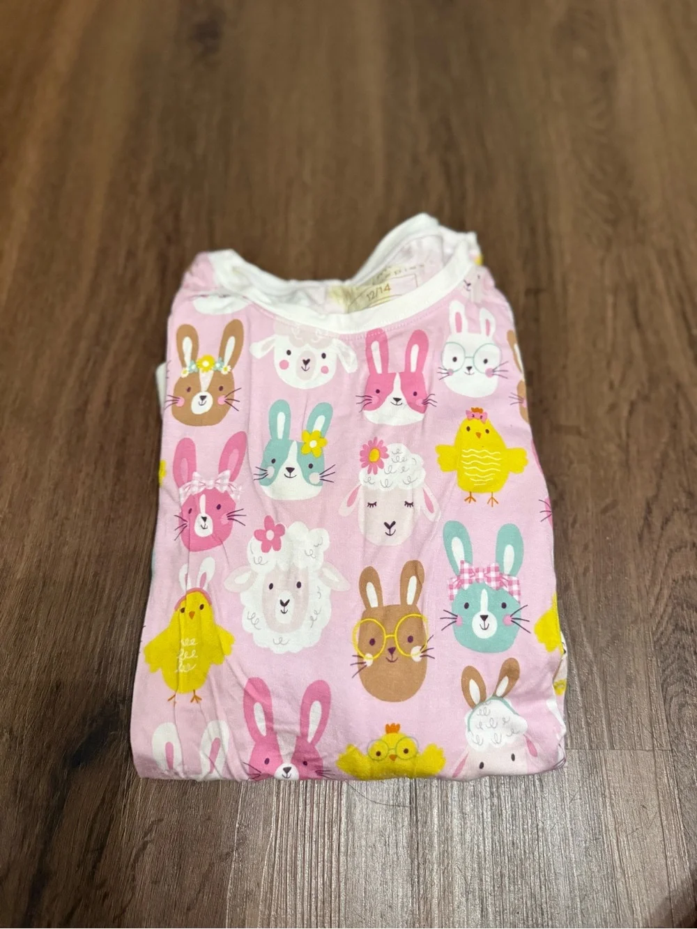 Little Sleepies Pink Animal Face Pajama Set - Bunny, Chick & Lamb Print